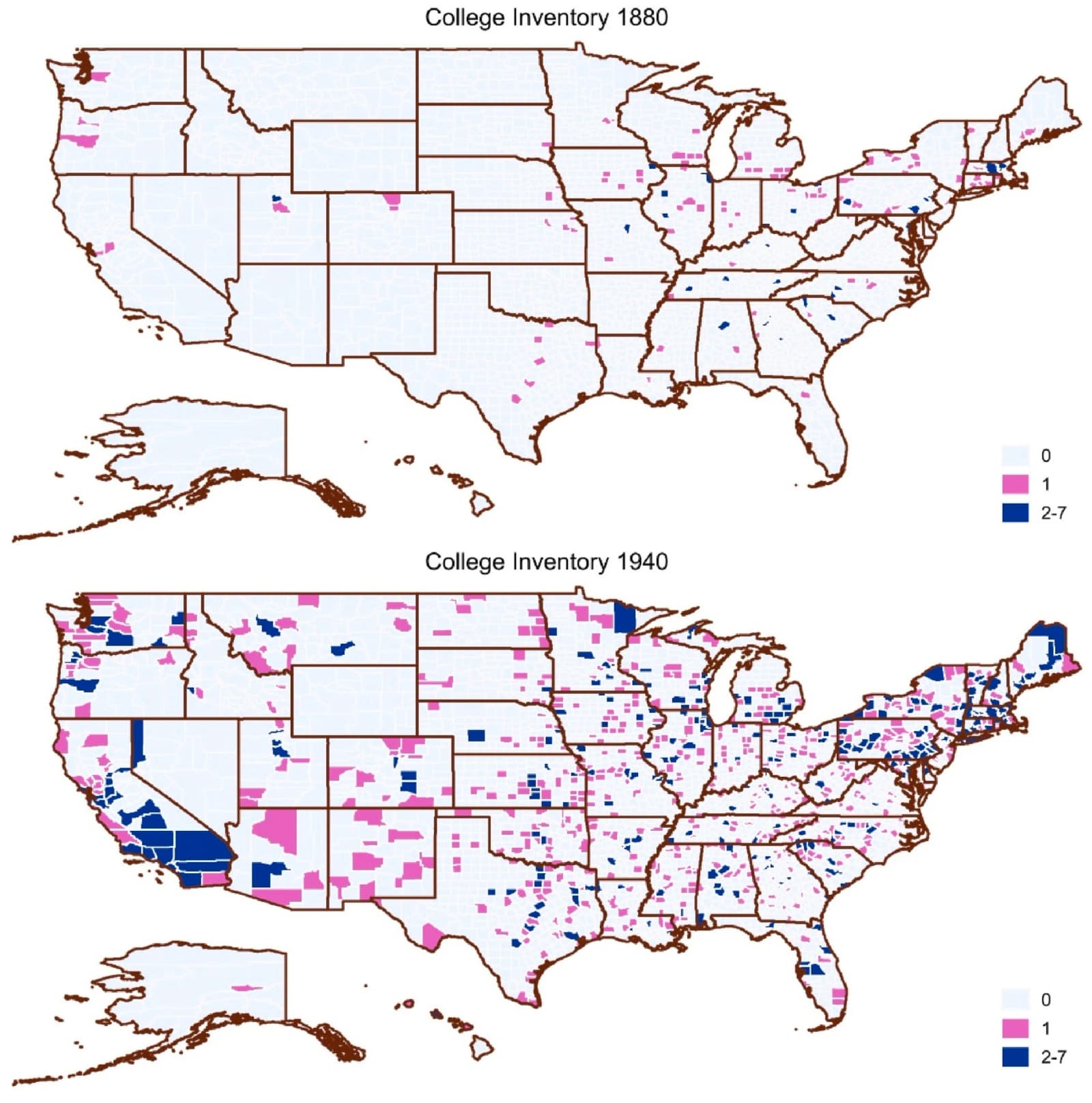 Figure 1. Geographic Distribution of College Expansions During the Sample Period