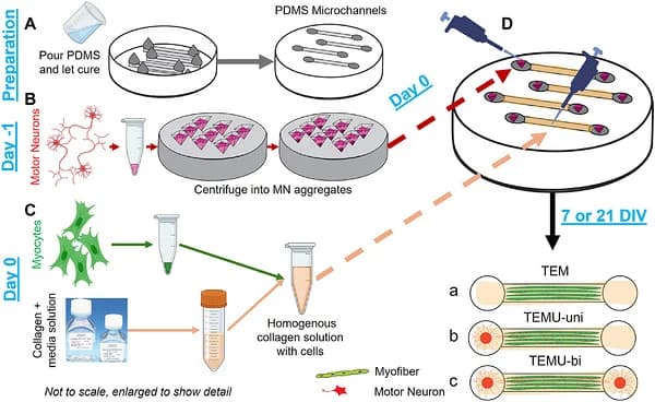 Figure 1. Custom fabrication of tissue engineered muscle and motor units.