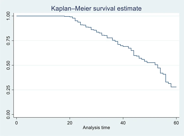 Fig 1. Overall Kaplan –Meier survival estimates.