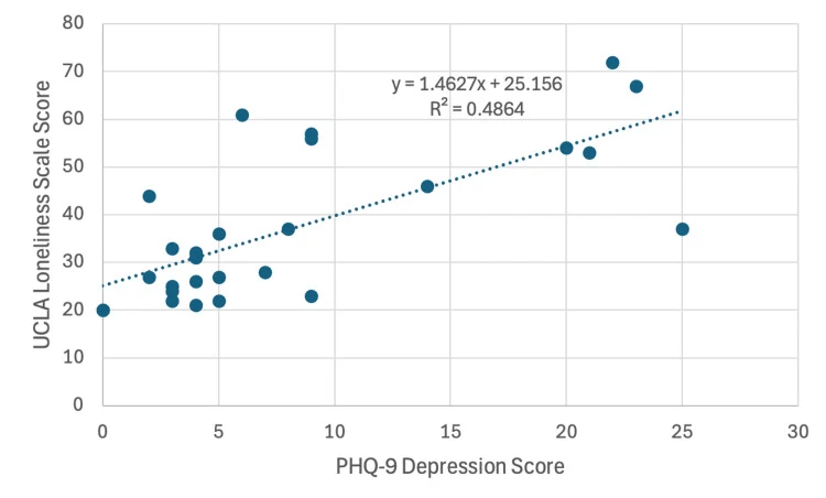 Figure 1. Relationship Between Depressive Symptoms and Loneliness in the Study Population.