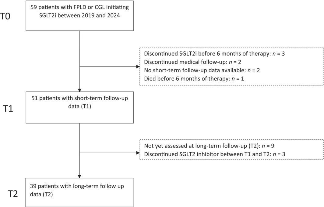 Figure 1. Study flow diagram. Short term = 12 ± 6 months of SGLT2i therapy.