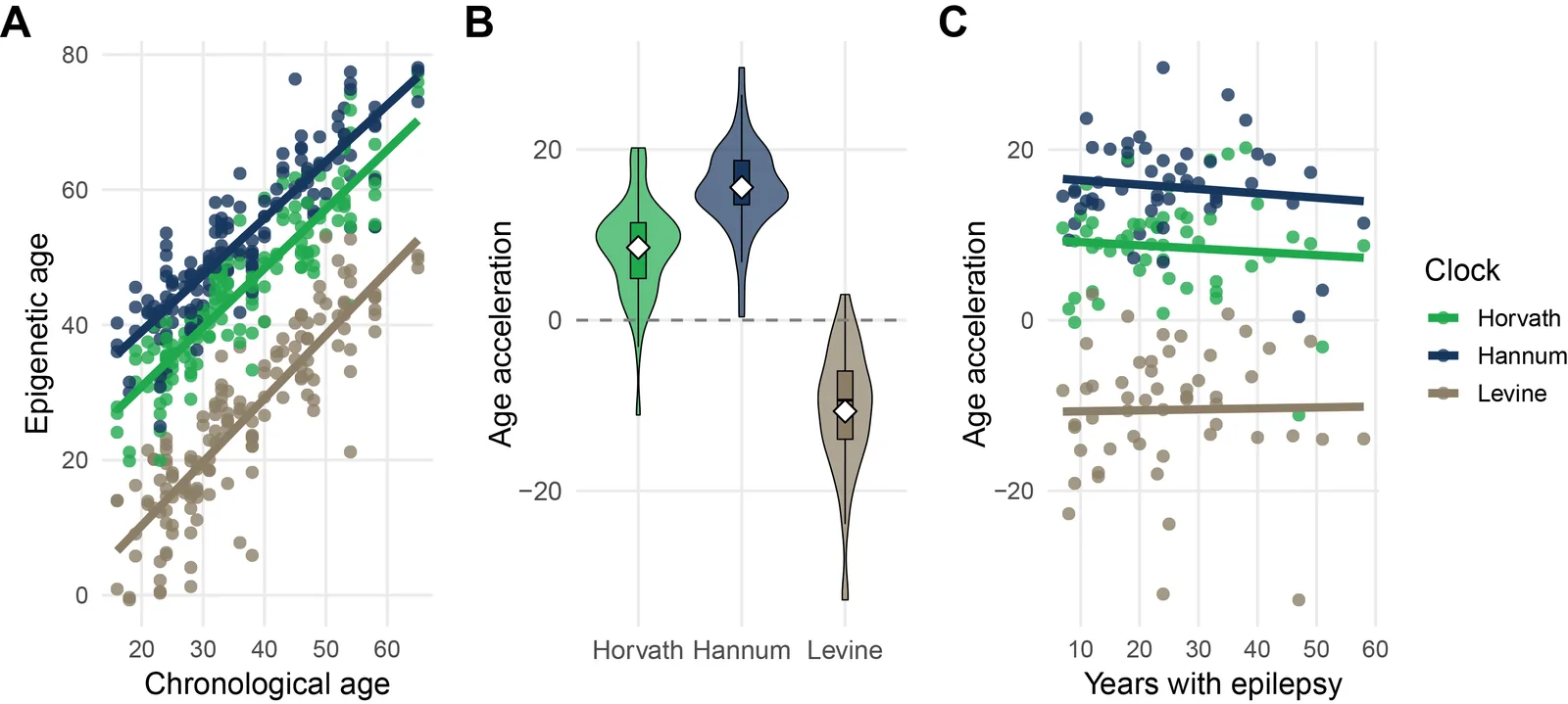 Fig. 1. Baseline characteristics of cumulative epigenetic clocks.