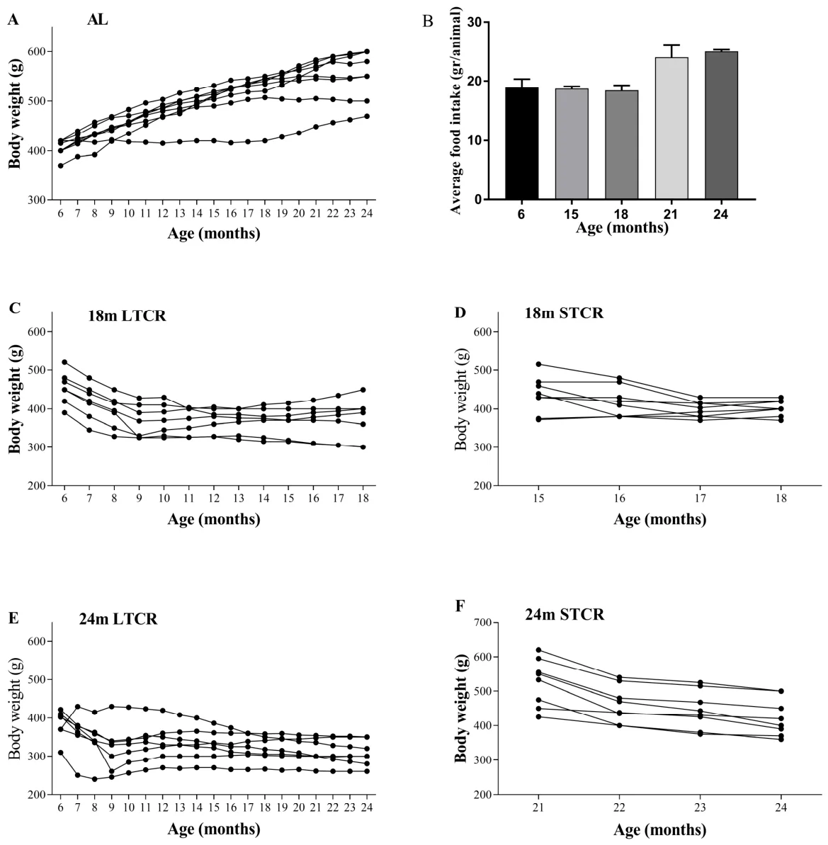 Figure 1. Individual body weight trajectories of male rats in the different dietary groups.