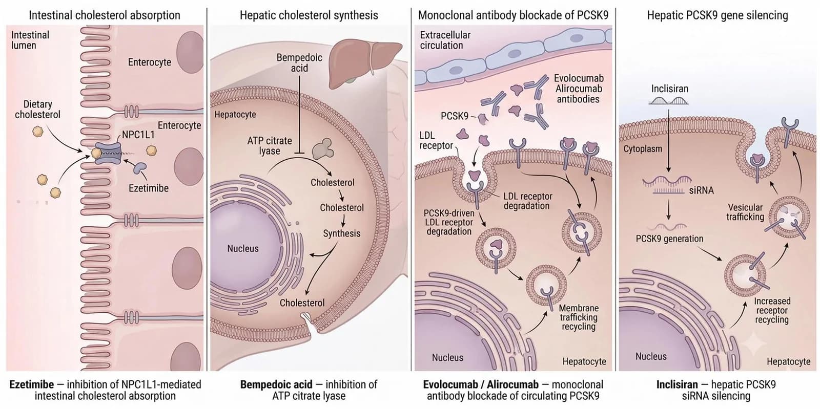 Figure 1. Mechanisms of action of non-statin therapies across cholesterol metabolism.