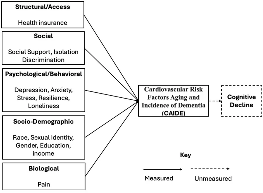 Figure 1. Conceptual framework of biopsychosocial determinants of CAIDE.
