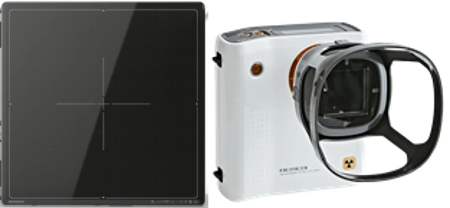 Figure 1. Portable chest radiograph unit and detector.