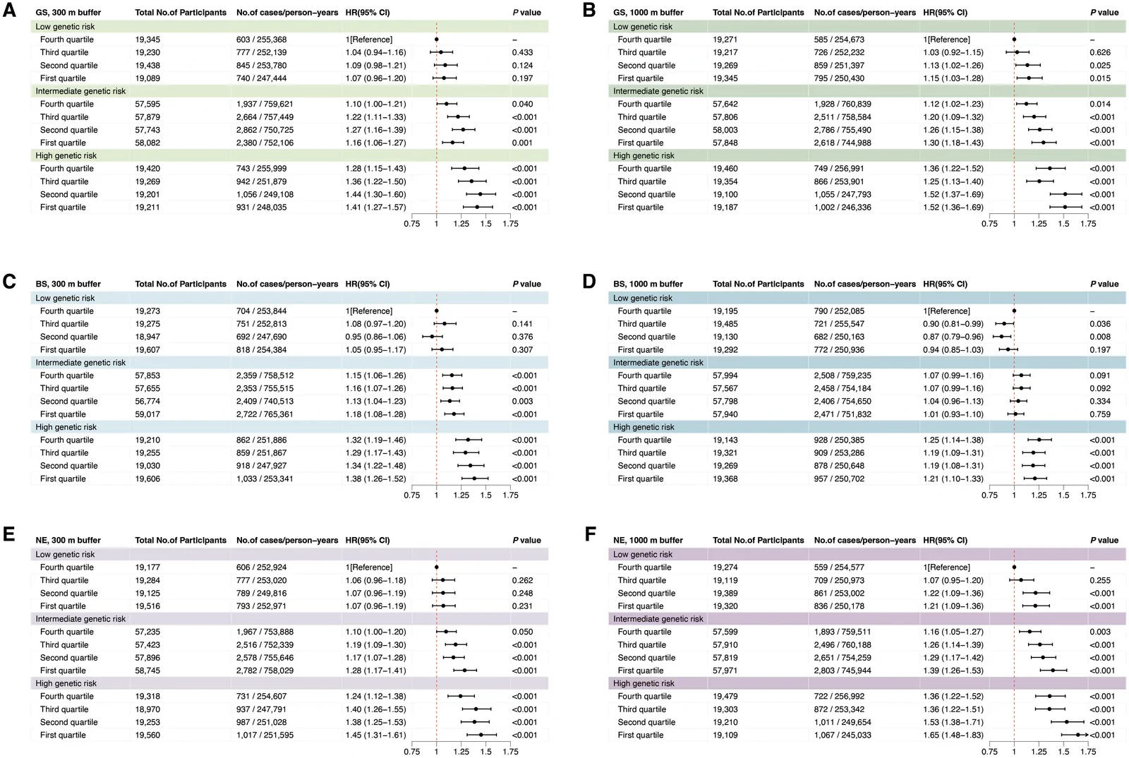 Figure 1. The joint associations of GBN and genetic risk categories with the risk of incident COPD.