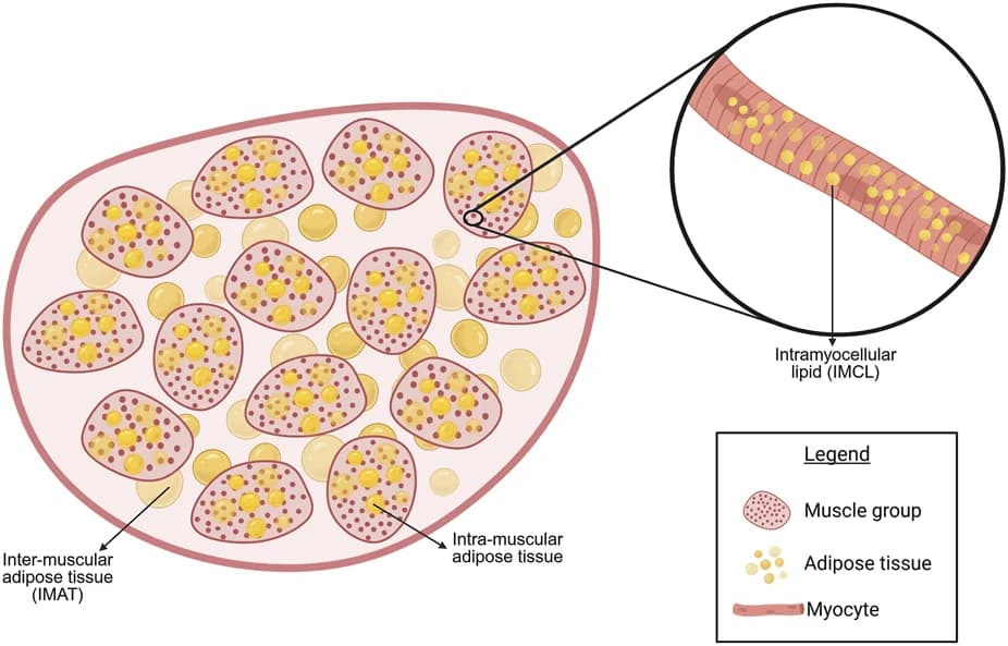 Figure 1. Representation of ectopic fat depots in skeletal muscle (myosteatosis).