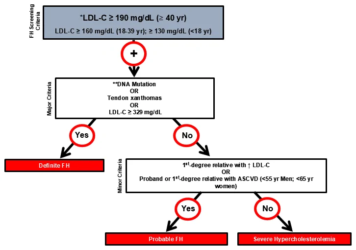 Figure 1. Simplified algorithm for the diagnosis of familial hypercholesterolemia (FH).