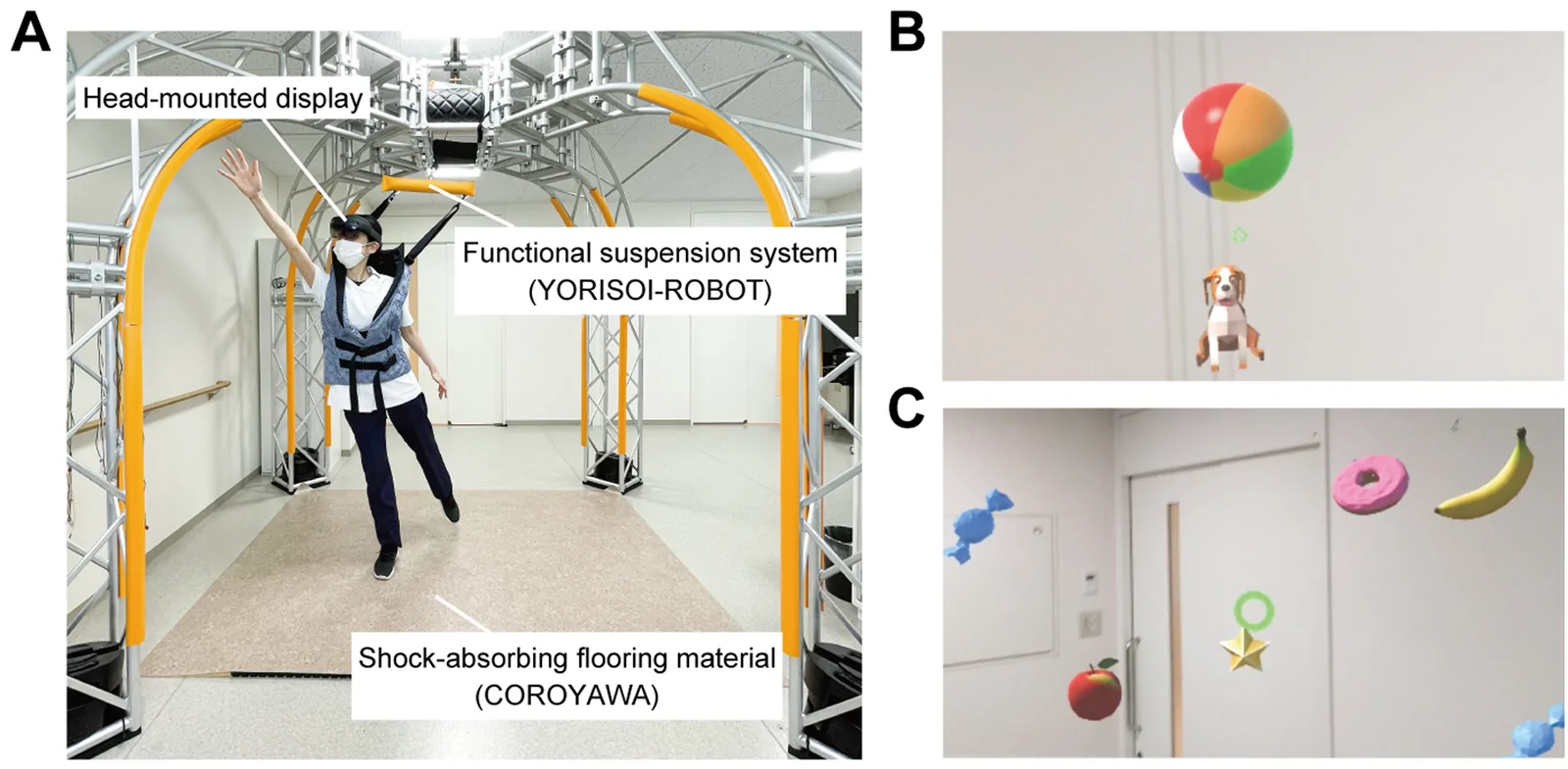 Fig 1. Mixed reality (MR)-based exercise settings.