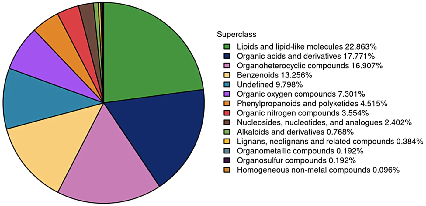 Figure 1. The proportion of identified metabolites derived from cerebrospinal fluid in various chemical classifications.